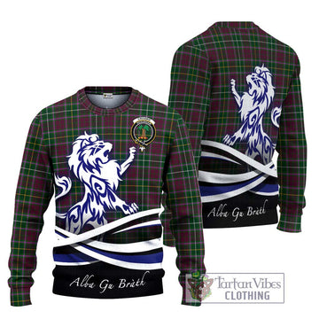 Crosbie Tartan Knitted Sweater with Alba Gu Brath Regal Lion Emblem Unisex - Tartanvibesclothing Shop