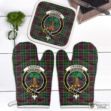 Crosbie Tartan Combo Oven Mitt & Pot-Holder with Family Crest Combo 1 Oven Mitt & 1 Pot-Holder White - Tartan Vibes Clothing