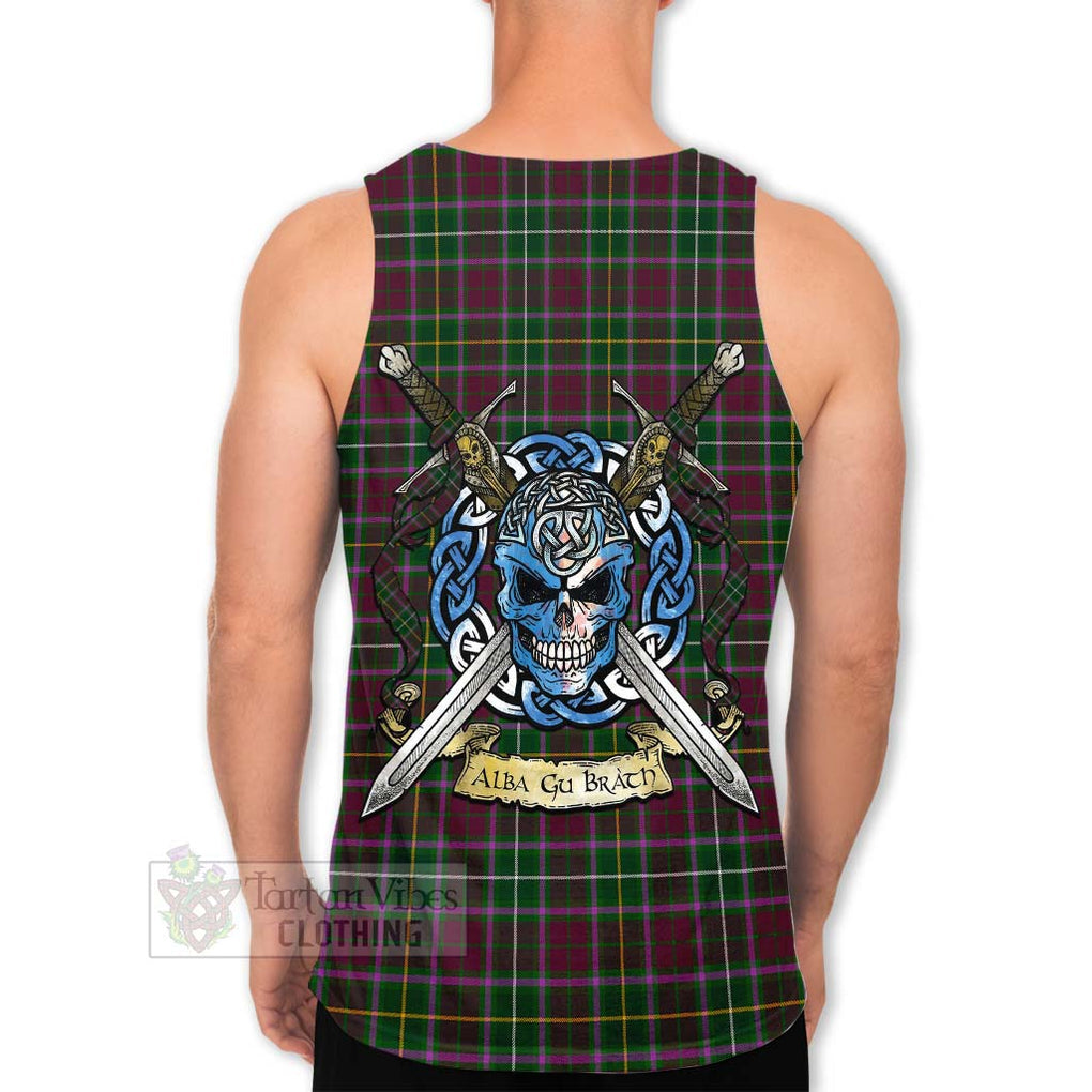 Tartan Vibes Clothing Crosbie Tartan Men's Tank Top with Family Crest Celtic Skull Style