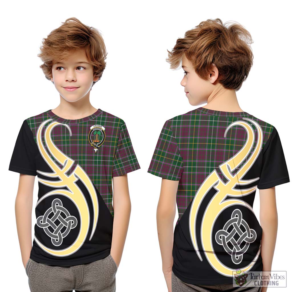 Crosbie Tartan Kid T-Shirt with Family Crest and Celtic Symbol Style Youth XL Size14 - Tartan Vibes Clothing