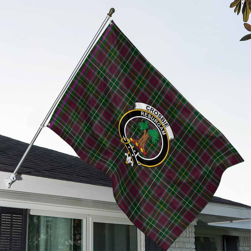 Tartan Vibes Clothing Crosbie Tartan House Flag with Family Crest