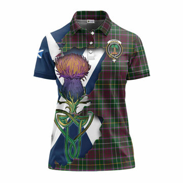Tartan Vibes Clothing Crosbie Tartan Family Crest Women's Polo Shirt Scottish Thistle Celtic Inspired
