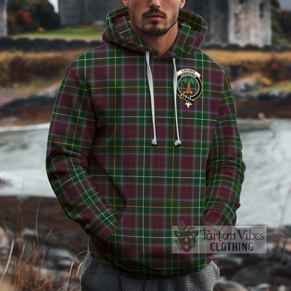 Crosbie Tartan Cotton Hoodie with Family Crest Pullover Hoodie XS - Tartan Vibes Clothing
