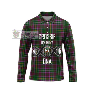 Crosbie Tartan Long Sleeve Polo Shirt with Family Crest DNA In Me Style Unisex - Tartanvibesclothing Shop