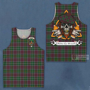 Tartan Vibes Clothing Crosbie Tartan Men's Tank Top with Family Crest and Bearded Skull Holding Bottles of Whiskey