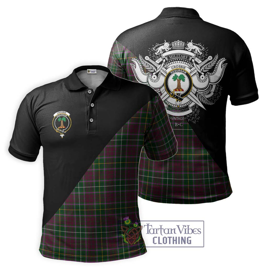 Crosbie Tartan Polo Shirt with Family Crest and Military Logo Style Kid - Tartanvibesclothing Shop
