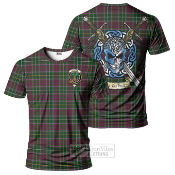 Tartan Vibes Clothing Crosbie Tartan T-Shirt with Family Crest Celtic Skull Style