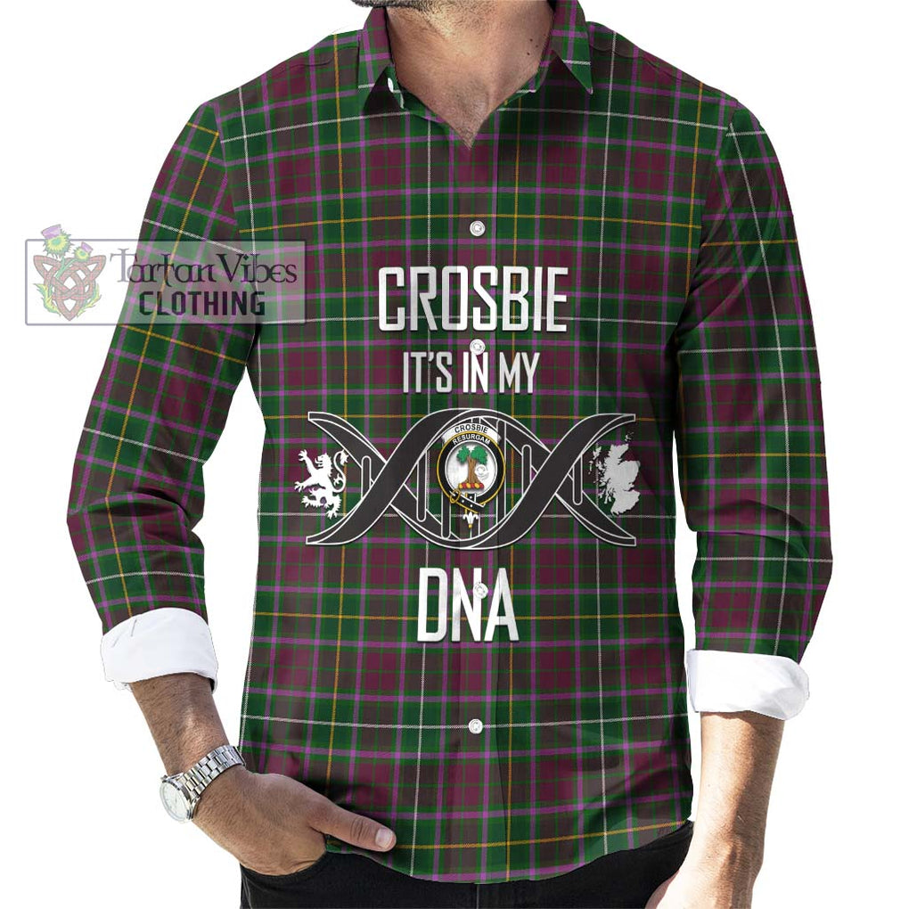 Crosbie Tartan Long Sleeve Button Shirt with Family Crest DNA In Me Style Men's Shirt S - Tartanvibesclothing Shop