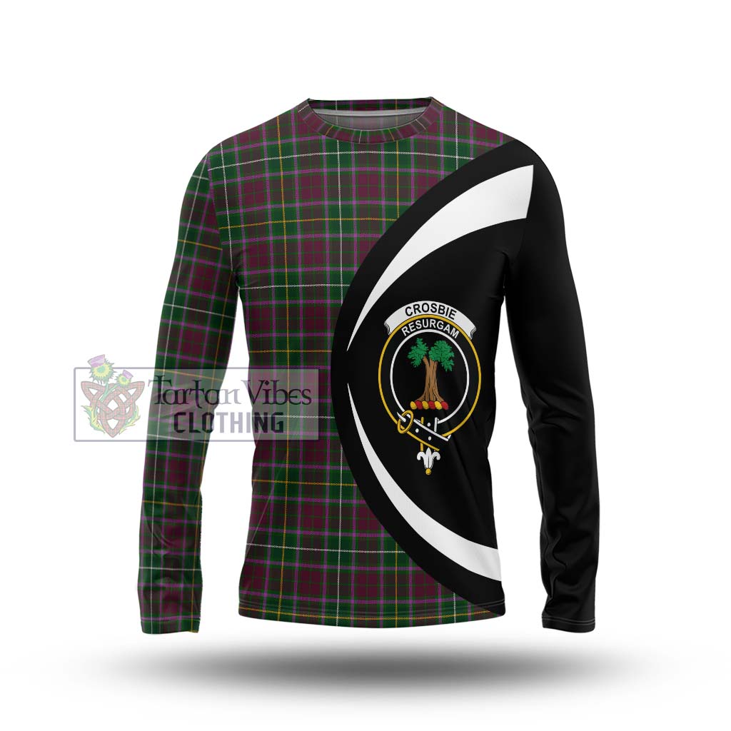 Crosbie Tartan Long Sleeve T-Shirt with Family Crest Circle Style Unisex - Tartan Vibes Clothing
