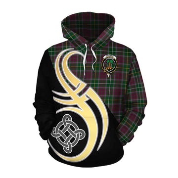 Tartan Vibes Clothing Crosbie Tartan Cotton Hoodie with Family Crest and Celtic Symbol Style