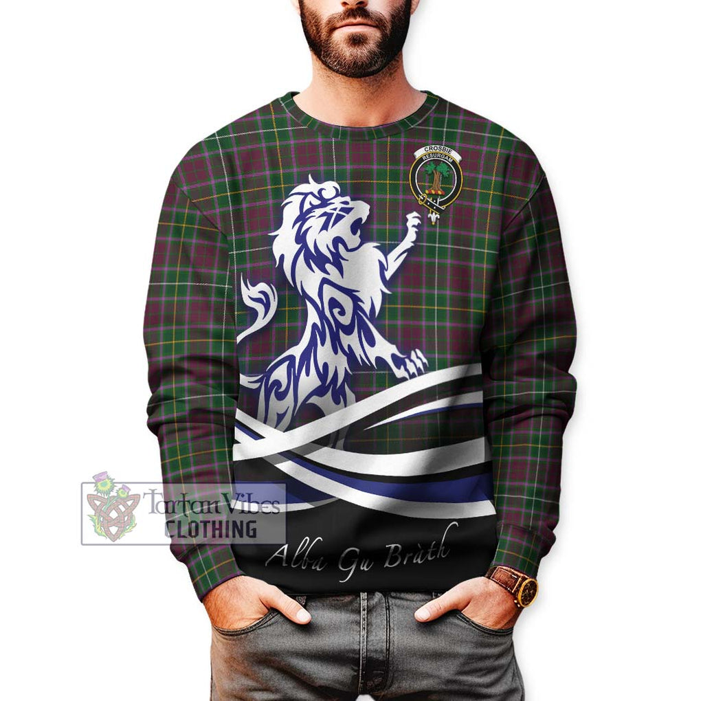 Crosbie Tartan Sweatshirt with Alba Gu Brath Regal Lion Emblem Unisex - Tartanvibesclothing Shop