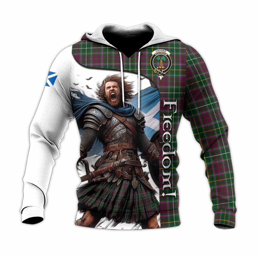 Tartan Vibes Clothing Crosbie Crest Tartan Knitted Hoodie Inspired by the Freedom of Scottish Warrior