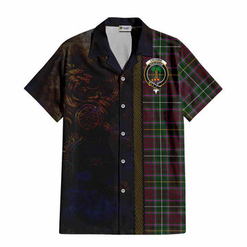 Tartan Vibes Clothing Crosbie Tartan Family Crest Short Sleeve Button Shirt Alba Gu Brath Be Brave Lion Ancient Style