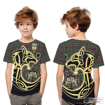 Crosbie Tartan Kid T-Shirt with Family Crest Celtic Wolf Style Youth XL Size14 - Tartan Vibes Clothing