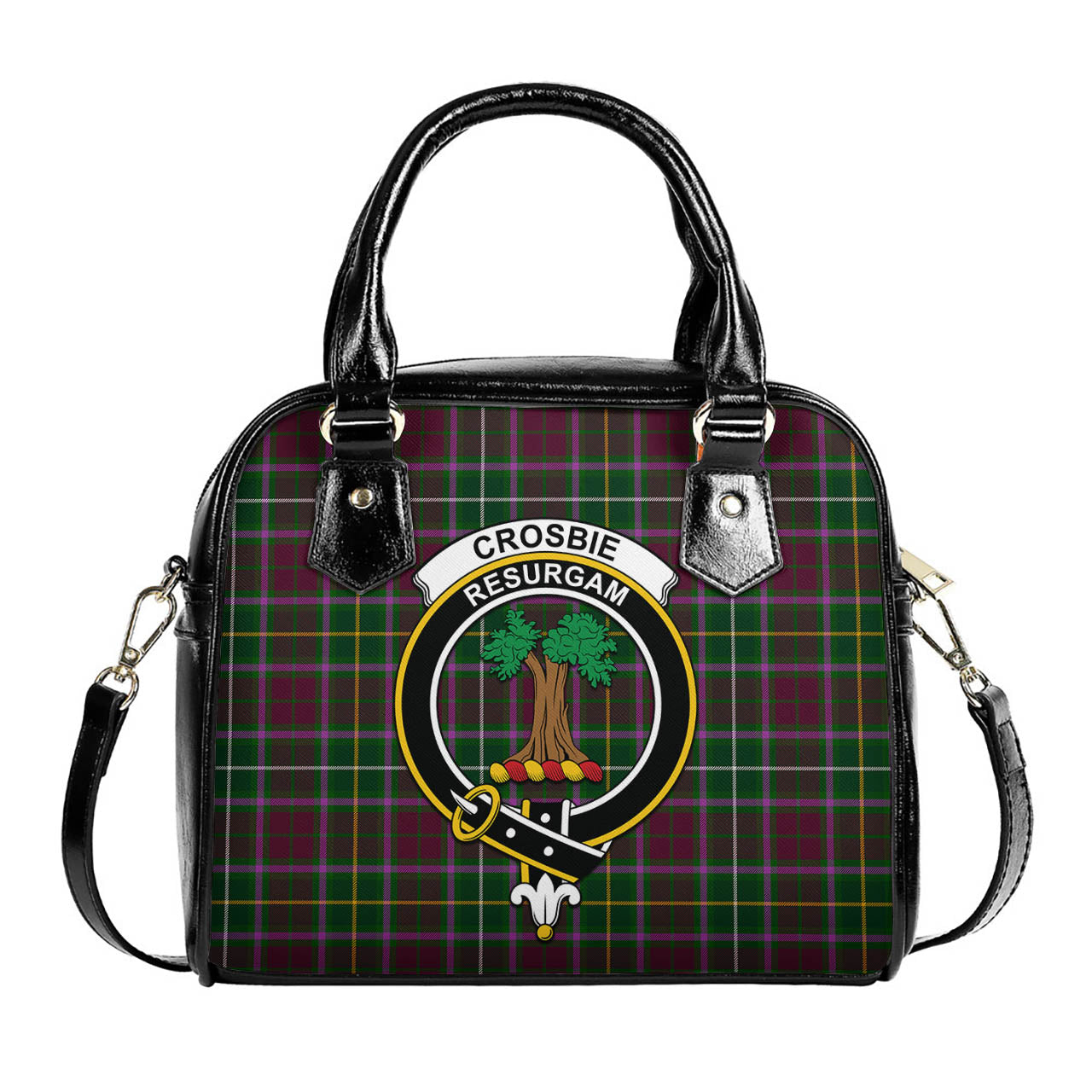 Crosbie Tartan Shoulder Handbags with Family Crest One Size 6*25*22 cm - Tartanvibesclothing