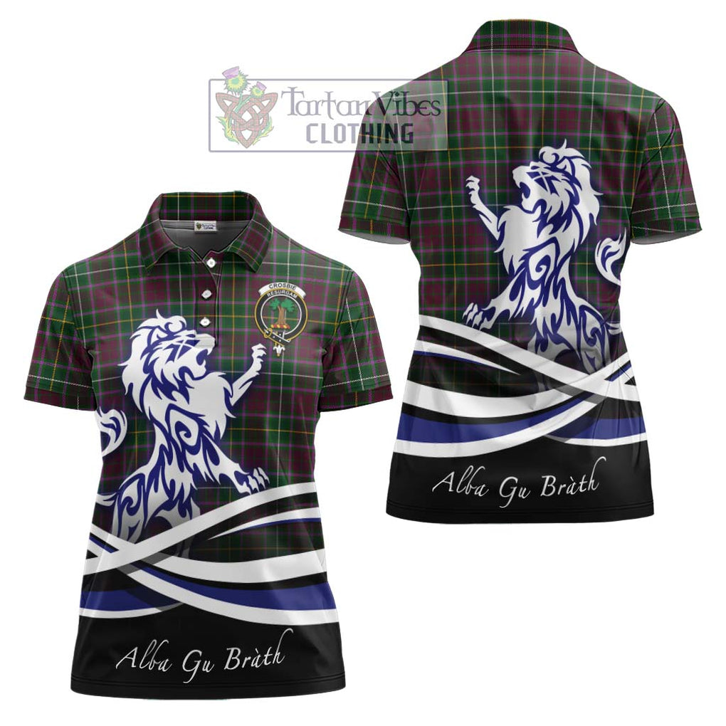 Crosbie Tartan Women's Polo Shirt with Alba Gu Brath Regal Lion Emblem Women - Tartanvibesclothing Shop