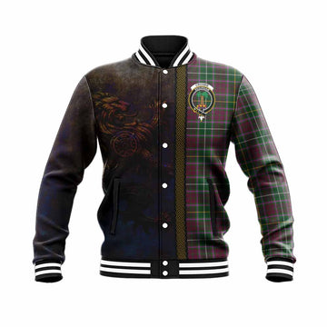 Tartan Vibes Clothing Crosbie Tartan Family Crest Baseball Jacket Alba Gu Brath Be Brave Lion Ancient Style