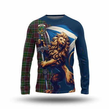 Tartan Vibes Clothing Crosbie Tartan Family Crest Long Sleeve T-Shirt with Scottish Majestic Lion