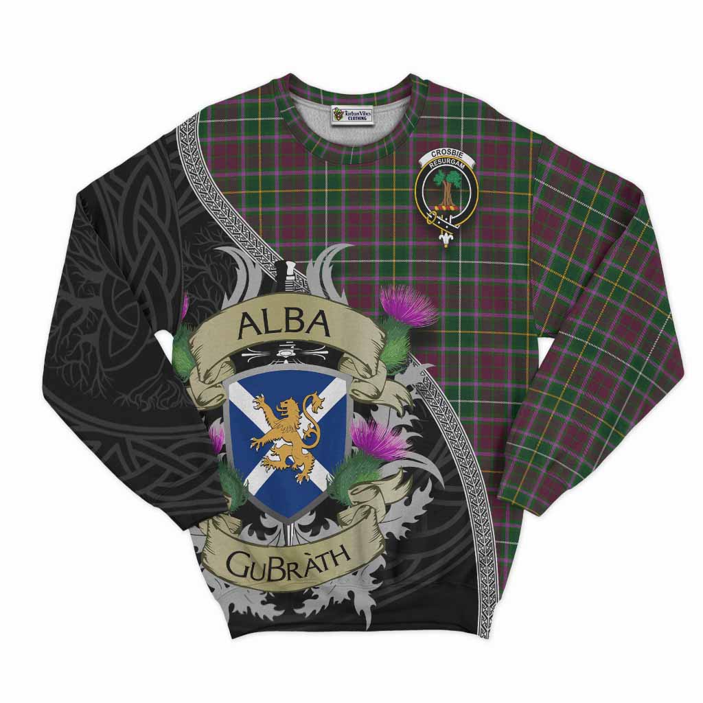 Tartan Vibes Clothing Crosbie Tartan Family Crest Sweatshirt Lion Rampant Royal Thistle Shield Celtic Inspired