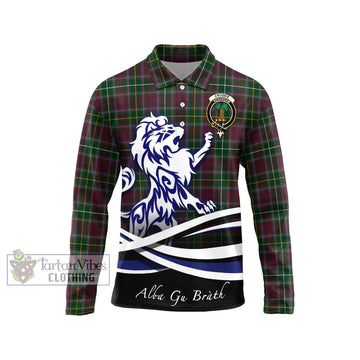Crosbie Tartan Long Sleeve Polo Shirt with Alba Gu Brath Regal Lion Emblem Unisex - Tartanvibesclothing Shop