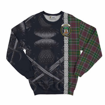 Tartan Vibes Clothing Crosbie Tartan Sweatshirt with Family Crest Cross Sword Thistle Celtic Vibes