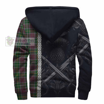 Tartan Vibes Clothing Crosbie Tartan Sherpa Hoodie with Family Crest Cross Sword Thistle Celtic Vibes