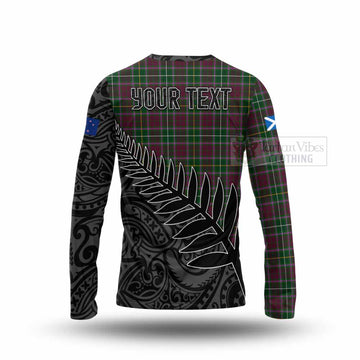 Tartan Vibes Clothing Crosbie Crest Tartan Long Sleeve T-Shirt with New Zealand Silver Fern Half Style