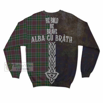 Tartan Vibes Clothing Crosbie Tartan Family Crest Sweatshirt Alba Gu Brath Be Brave Lion Ancient Style