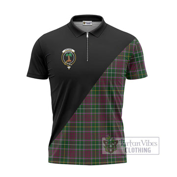 Crosbie Tartan Zipper Polo Shirt with Family Crest and Military Logo Style - Tartanvibesclothing Shop