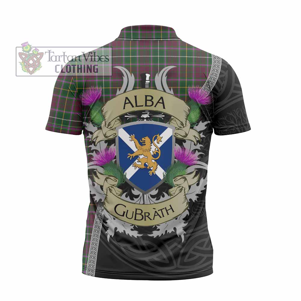 Tartan Vibes Clothing Crosbie Tartan Family Crest Zipper Polo Shirt Lion Rampant Royal Thistle Shield Celtic Inspired