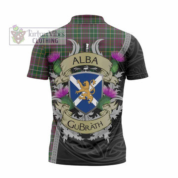 Tartan Vibes Clothing Crosbie Tartan Family Crest Zipper Polo Shirt Lion Rampant Royal Thistle Shield Celtic Inspired