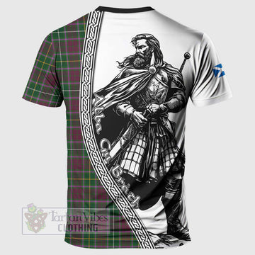 Tartan Vibes Clothing Crosbie Tartan Clan Crest T-Shirt with Highlander Warrior Celtic Style