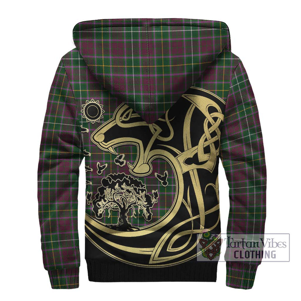 Crosbie Tartan Sherpa Hoodie with Family Crest Celtic Wolf Style - Tartan Vibes Clothing