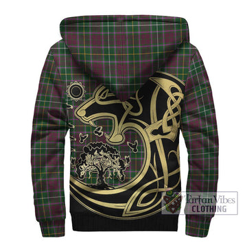 Crosbie Tartan Sherpa Hoodie with Family Crest Celtic Wolf Style - Tartan Vibes Clothing