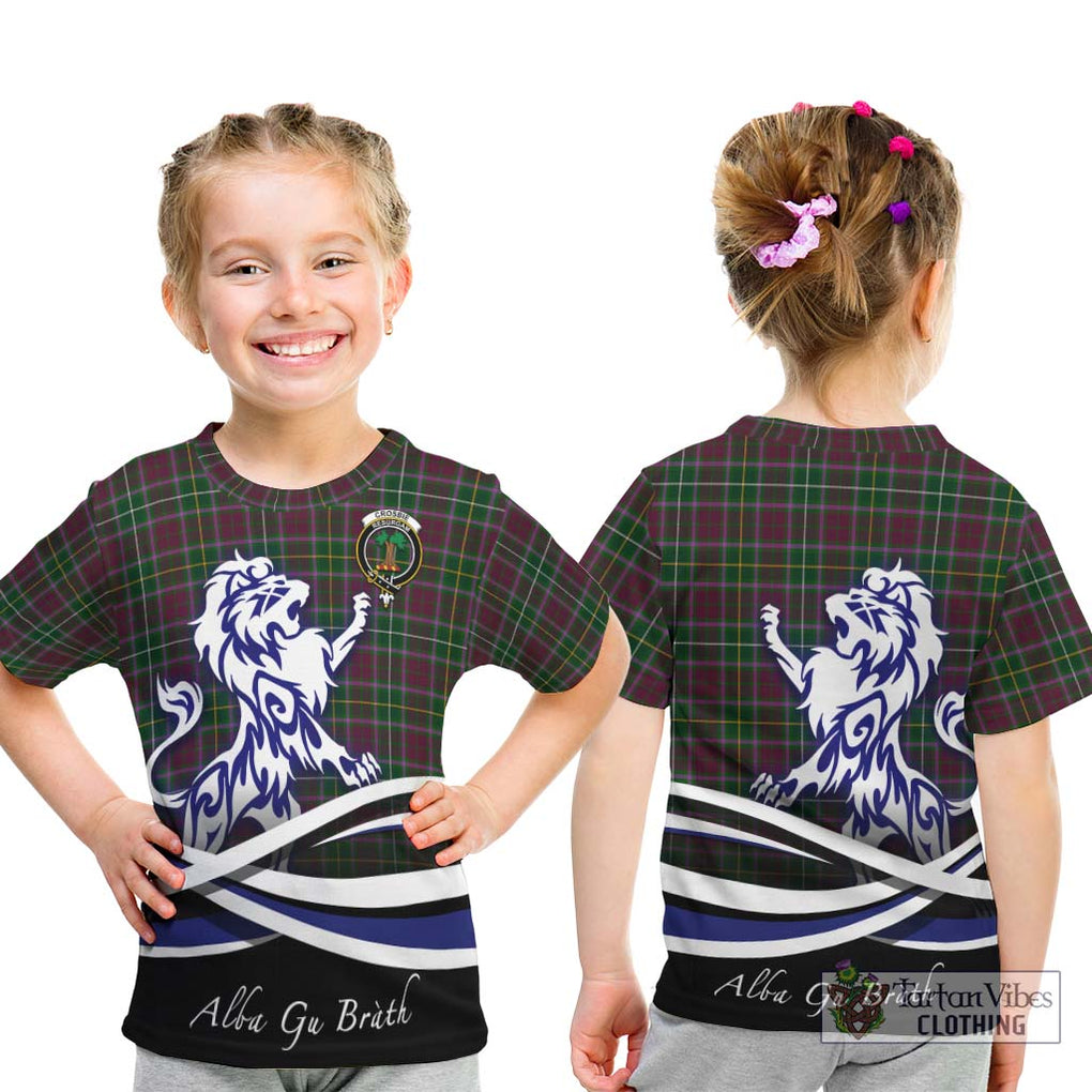 Crosbie Tartan Kid T-Shirt with Alba Gu Brath Regal Lion Emblem - Tartanvibesclothing Shop