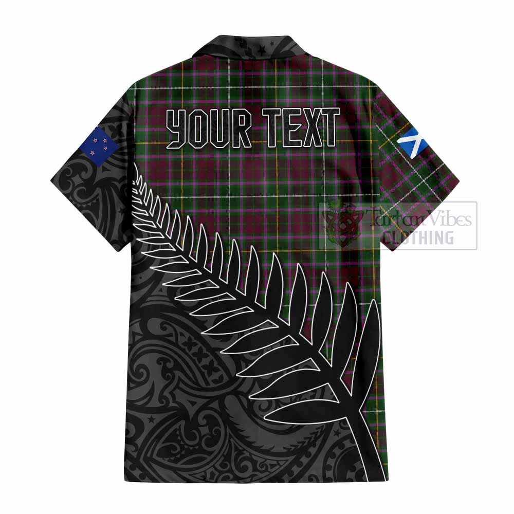 Tartan Vibes Clothing Crosbie Crest Tartan Short Sleeve Button Shirt with New Zealand Silver Fern Half Style
