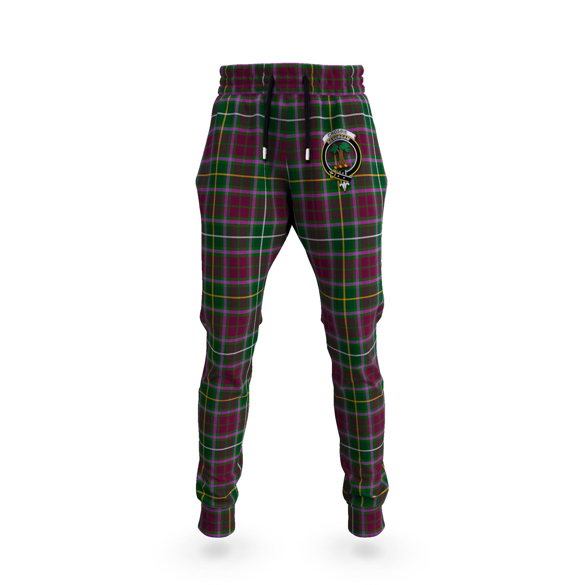 Crosbie Tartan Joggers Pants with Family Crest 5XL - Tartan Vibes Clothing