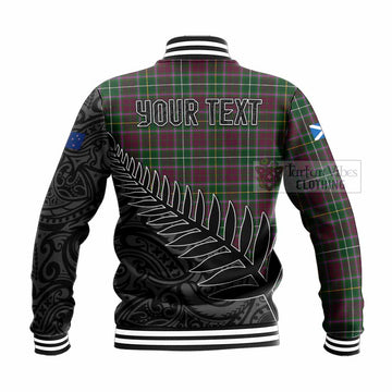 Tartan Vibes Clothing Crosbie Crest Tartan Baseball Jacket with New Zealand Silver Fern Half Style