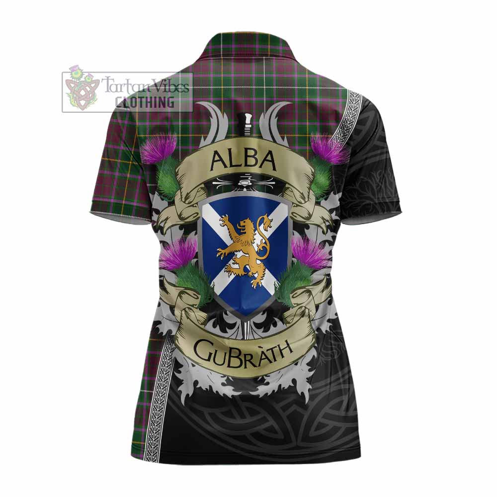 Tartan Vibes Clothing Crosbie Tartan Family Crest Women's Polo Shirt Lion Rampant Royal Thistle Shield Celtic Inspired