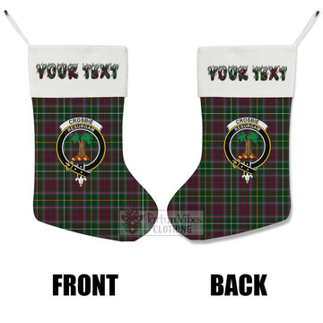 Tartan Vibes Clothing Crosbie Tartan Family Crest Christmas Stocking with Personalized Text