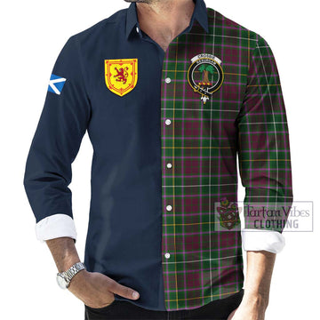 Tartan Vibes Clothing Crosbie Tartan Long Sleeve Button Shirt with Scottish Lion Royal Arm Half Style