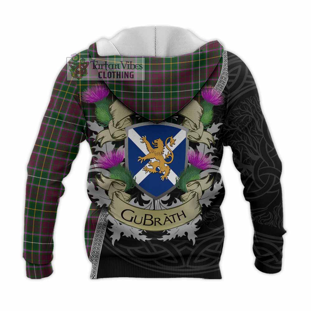 Tartan Vibes Clothing Crosbie Tartan Family Crest Knitted Hoodie Lion Rampant Royal Thistle Shield Celtic Inspired