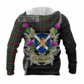 Tartan Vibes Clothing Crosbie Tartan Family Crest Knitted Hoodie Lion Rampant Royal Thistle Shield Celtic Inspired