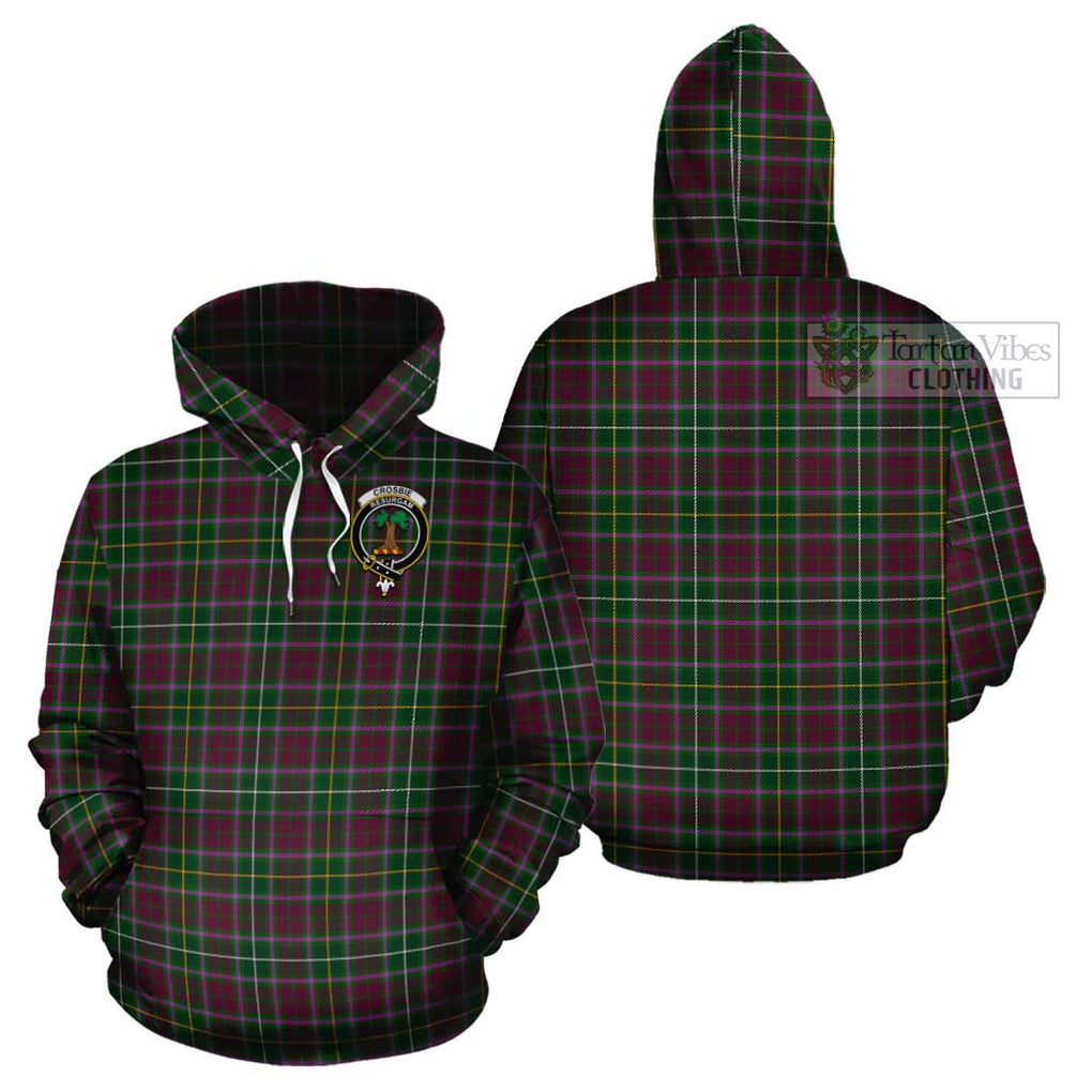 Crosbie Tartan Cotton Hoodie with Family Crest Pullover Hoodie - Tartan Vibes Clothing