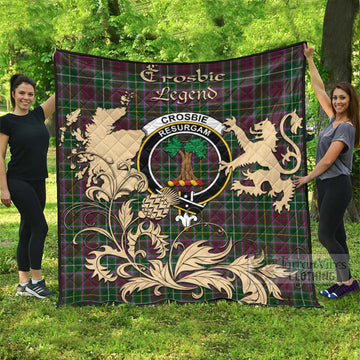 Tartan Vibes Clothing Crosbie Tartan Quilt with Family Crest and Scottish Symbol Style