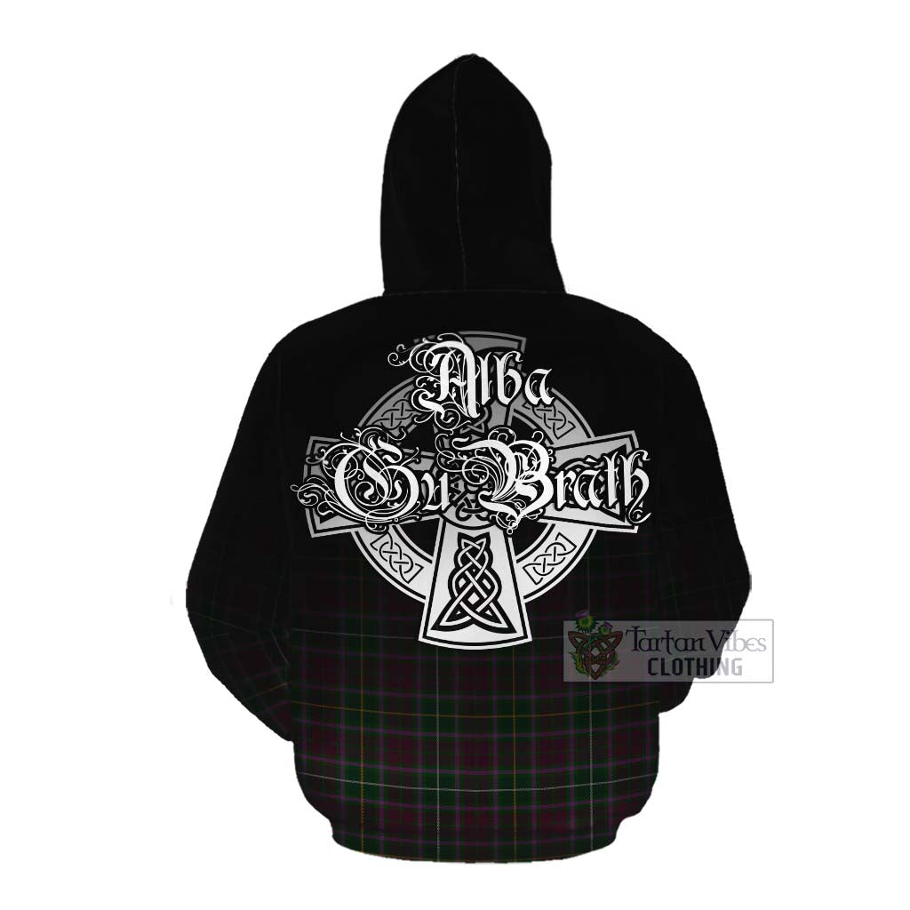 Tartan Vibes Clothing Crosbie Tartan Cotton Hoodie Featuring Alba Gu Brath Family Crest Celtic Inspired