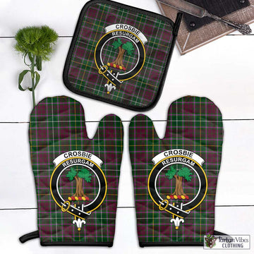 Crosbie Tartan Combo Oven Mitt & Pot-Holder with Family Crest Combo 1 Oven Mitt & 1 Pot-Holder Black - Tartan Vibes Clothing