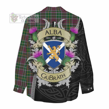 Tartan Vibes Clothing Crosbie Tartan Family Crest Women's Casual Shirt Lion Rampant Royal Thistle Shield Celtic Inspired