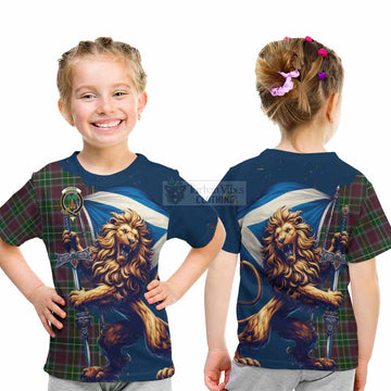 Tartan Vibes Clothing Crosbie Tartan Family Crest Kid T-Shirt with Scottish Majestic Lion