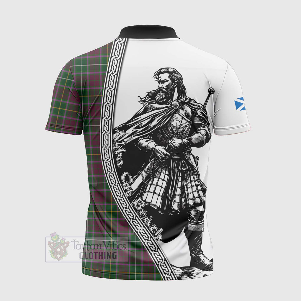 Tartan Vibes Clothing Crosbie Tartan Clan Crest Zipper Polo Shirt with Highlander Warrior Celtic Style